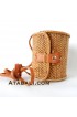 Mini Barrel ata rattan handwoven bag with leather clip